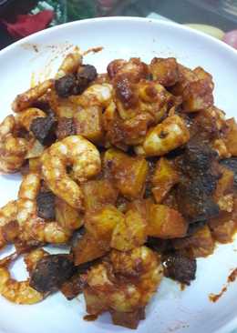 Balado udang kentang dan hati