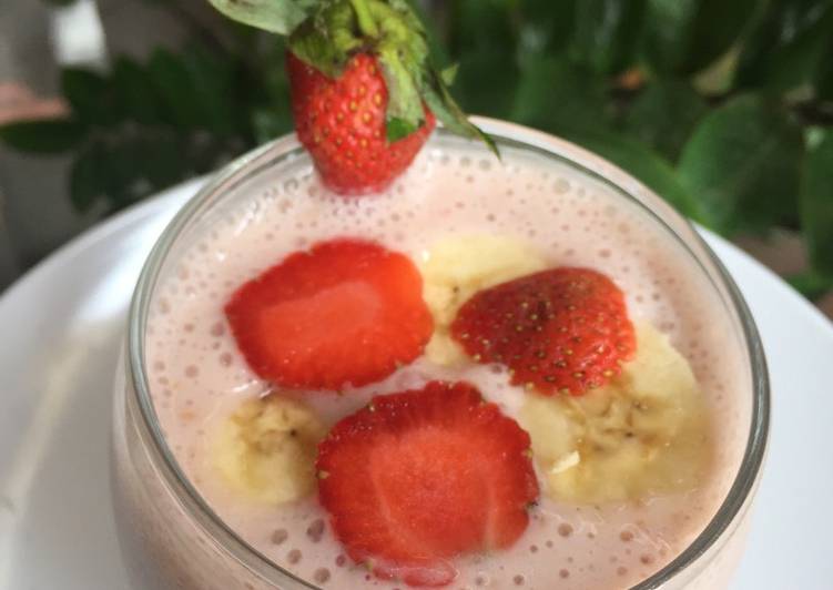gambar untuk cara membuat Smoothie banana strawberry