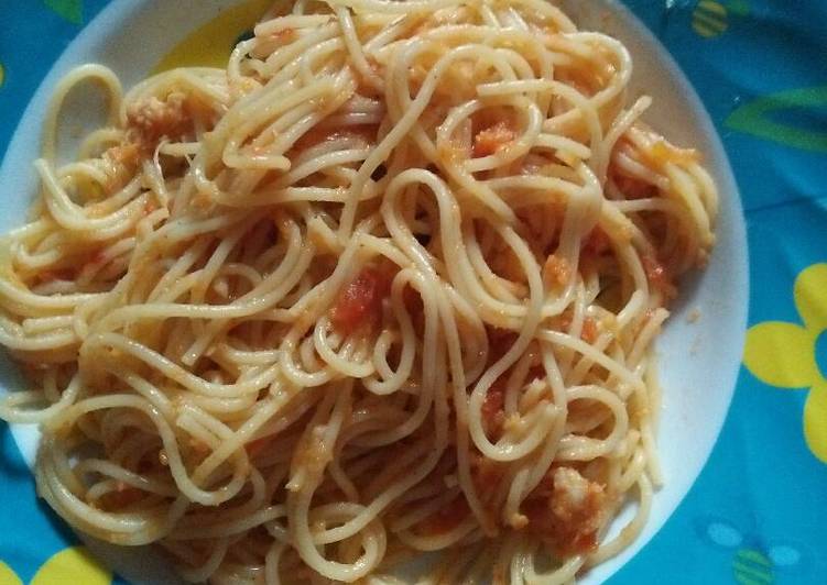 bahan dan cara membuat Spagheti pedas saus home made