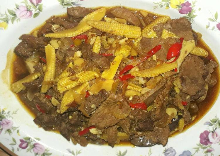 resep makanan Oseng Daging sapi saus tiram #kitaberbagi