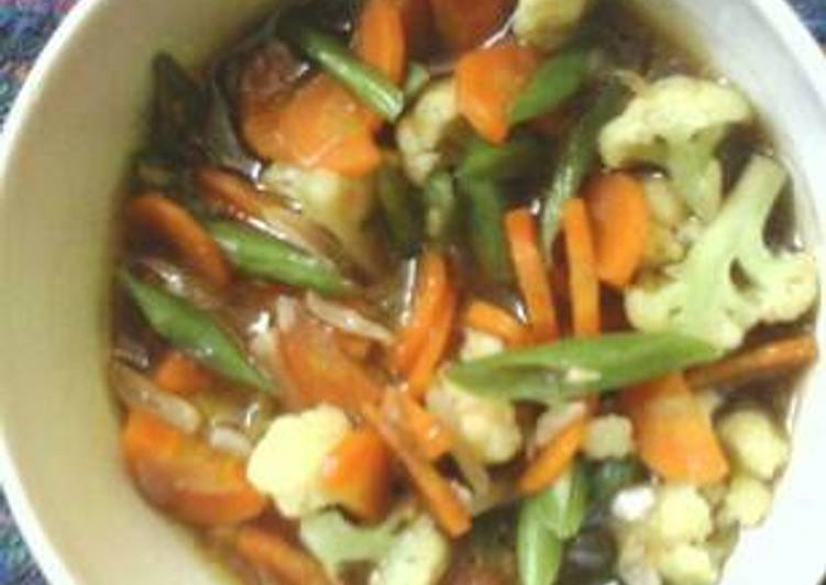 resep makanan Tumis wortel, buncis, bunga kol saus tiram
