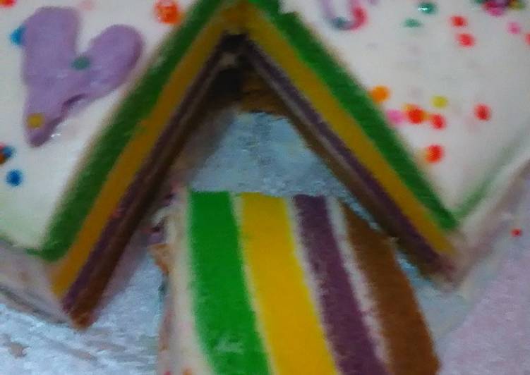 resep makanan Rainbow cake kukus simple ala mami devi.a