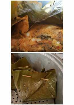 Pepes Jamur kancing dan putih telur