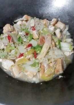 Tumis sawi, tahu cambah,