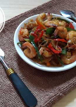 Bihun Goreng Udang Kupas Pedas Manis #by_rijan