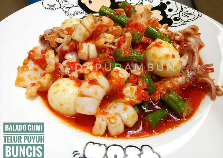 gambar untuk cara membuat Balado cumi telur puyuh buncis