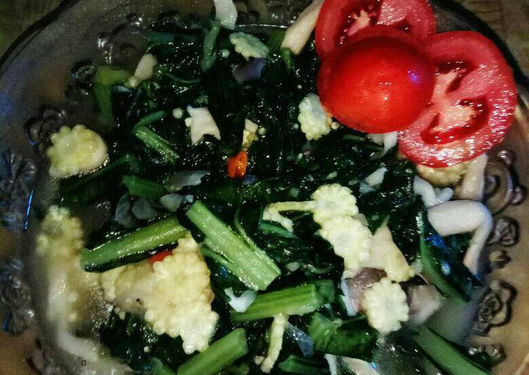 resep Tumis sawi jamur jagmud