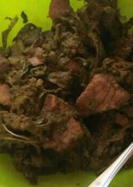 Rendang Daging dan Daun Singkong