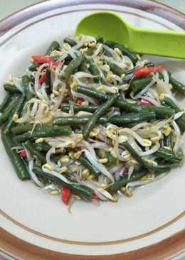 Tumis kacang panjang campur tauge