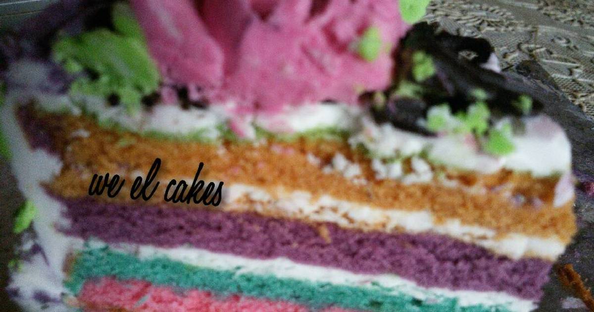 Resep Rainbow cake decorate