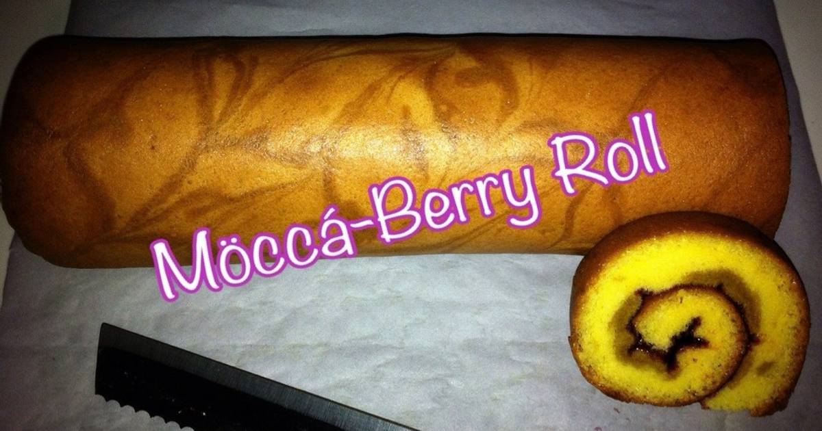 Resep Mocca Berry roll cake