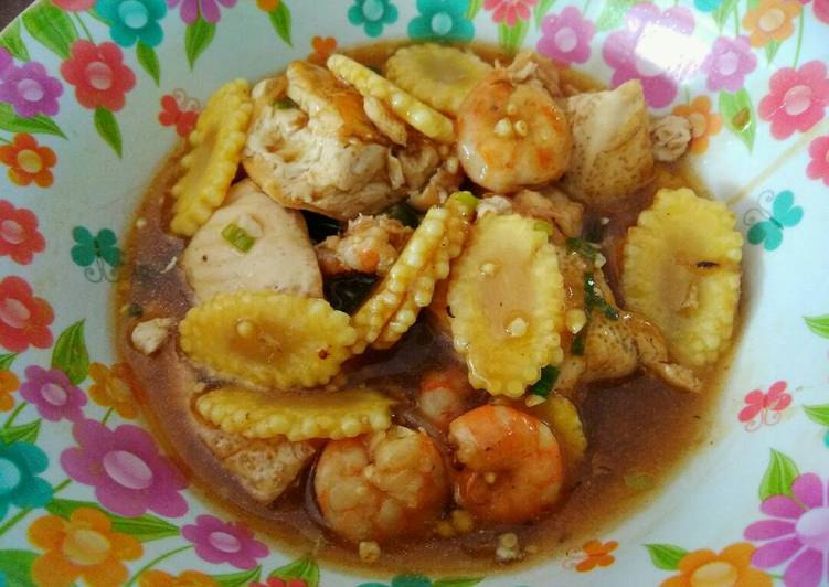 resep makanan Udang cah jagung muda + tahu