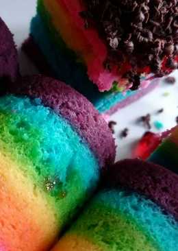 Mini rainbow cake kukus #PutihTelur