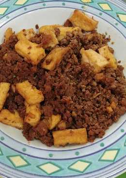 Tumis daging + tahu kecap (non halal)