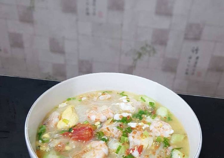 bahan dan cara membuat Sayur gambas /oyong udang bawang putih