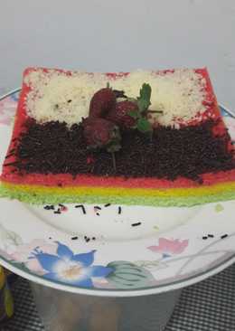 Rainbow cake kukus sederhana