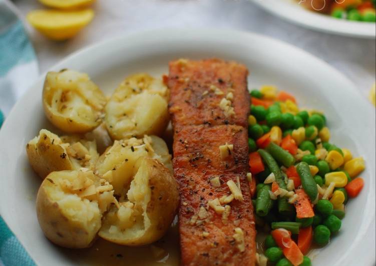 resep lengkap untuk Steak Ikan Salmon Saus Butter Lemon