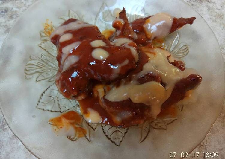 cara membuat Spicy fire wings with cheese sauce