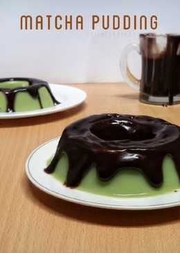 Puding Matcha saus coklat