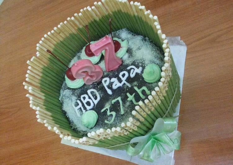 resep Birthday cake pocky rasa green tea cheese (no baked, no mixer)