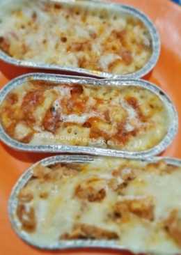 Makaroni ayam kukus mozzarella