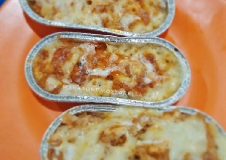 resep lengkap untuk Makaroni ayam kukus mozzarella