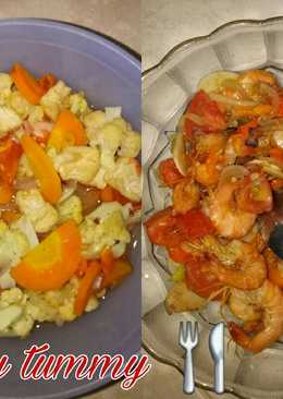 Tumis brokoli wortel & tongseng udang