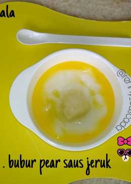 Mpasi 6 bulan Bubur pear saus jeruk