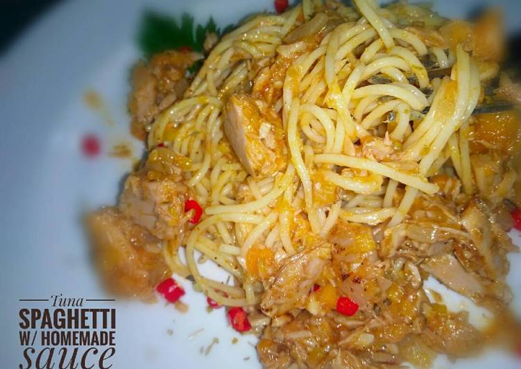 gambar untuk resep Tuna Spaghetti w/ homemade sauce ala Mrs. Manna