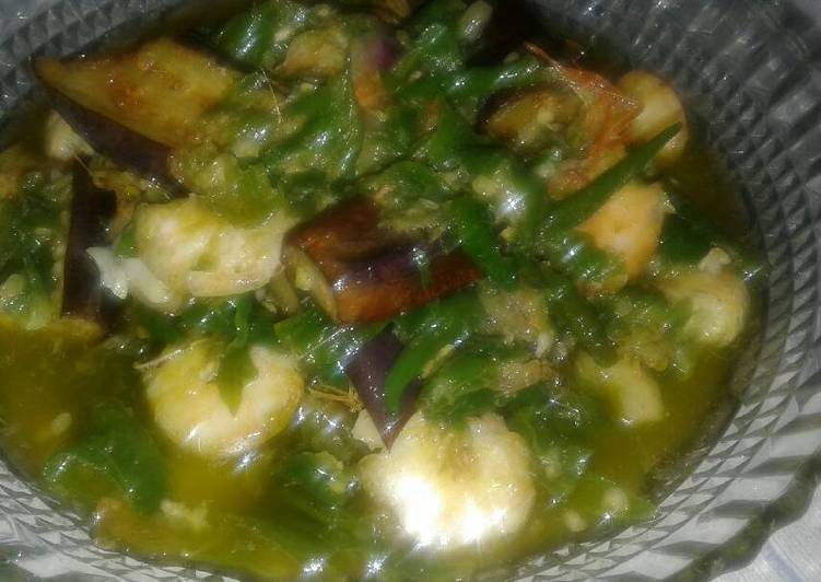 resep masakan Udang, jengkol dan terong sambel ijo, maknyossss