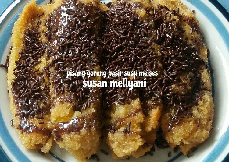 gambar untuk cara membuat Pisang goreng pasir toping susu mises??