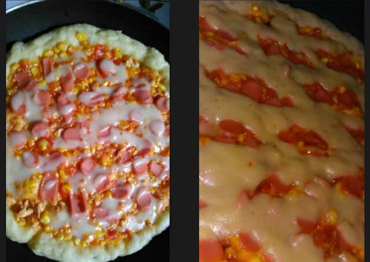 gambar untuk resep makanan Pizza empuk..simple dan ekonomis keju diganti saos bichamel...ala2 nyontek tante gogle