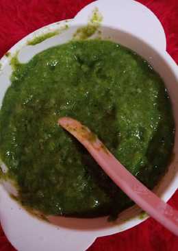 Bubur tim jagung bayam sederhana