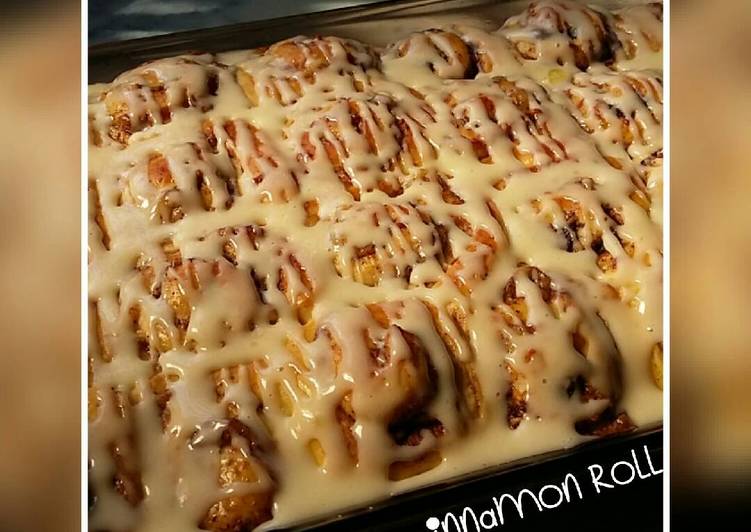 gambar untuk resep Cinnamon Roll Tanpa Ulen + Cream Cheese Glazing??????