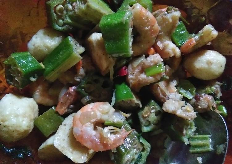 resep makanan Tumis Okra Udang