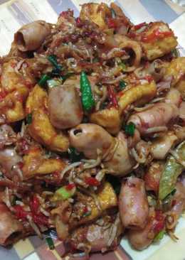 Cumi asin + teri medan hot jeletot (masakan rumahan sederhana)
