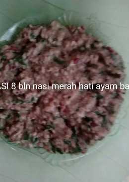 Nasi merah hati ayam bayam