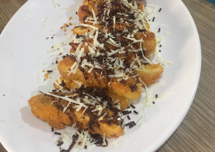 cara membuat Pisang goreng pasir coklat keju renyah kraus