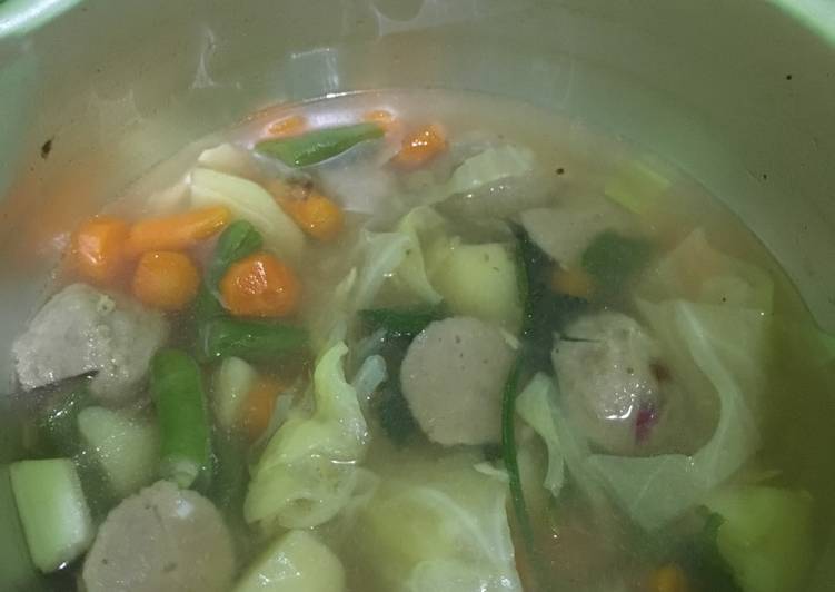 cara membuat Sayur sop bakso sapii praktis