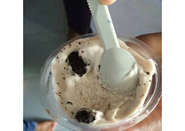 resep lengkap untuk Es krim homemade rasa Milo oreo sederhana