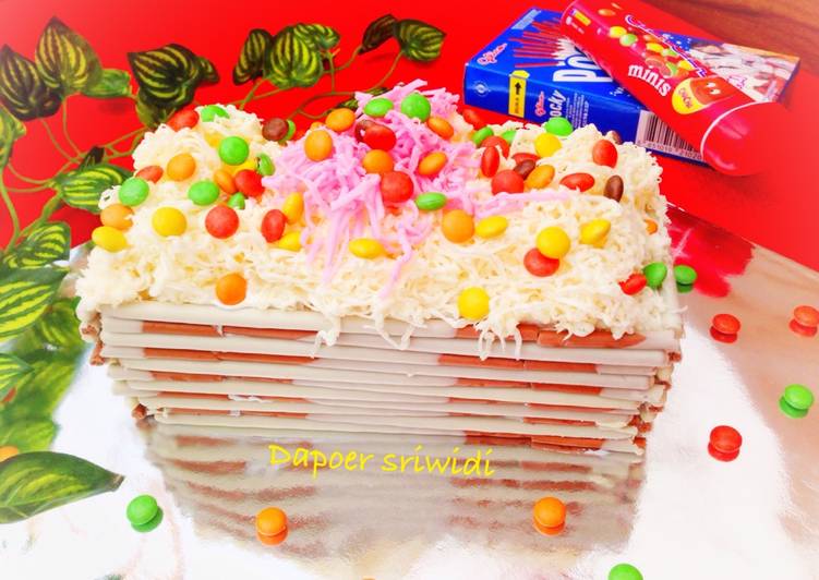 resep makanan Pocky cake (base cake strawberry milk sponge cake)