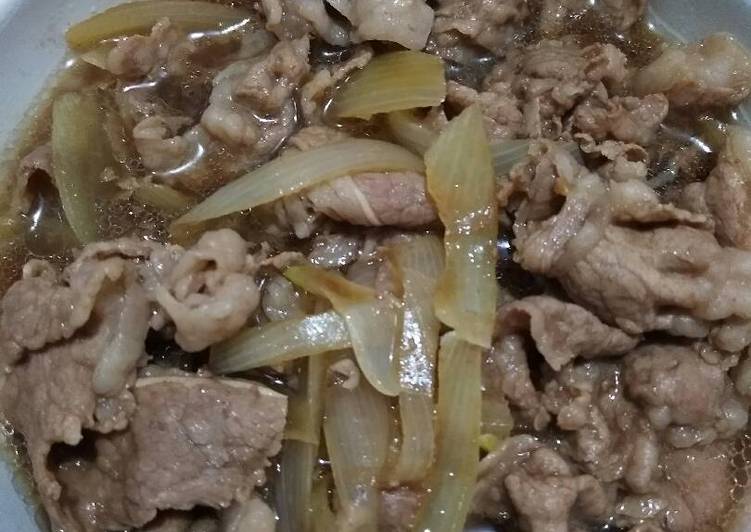 bahan dan cara membuat Daging ala yosinoya (Beef rice bowl)