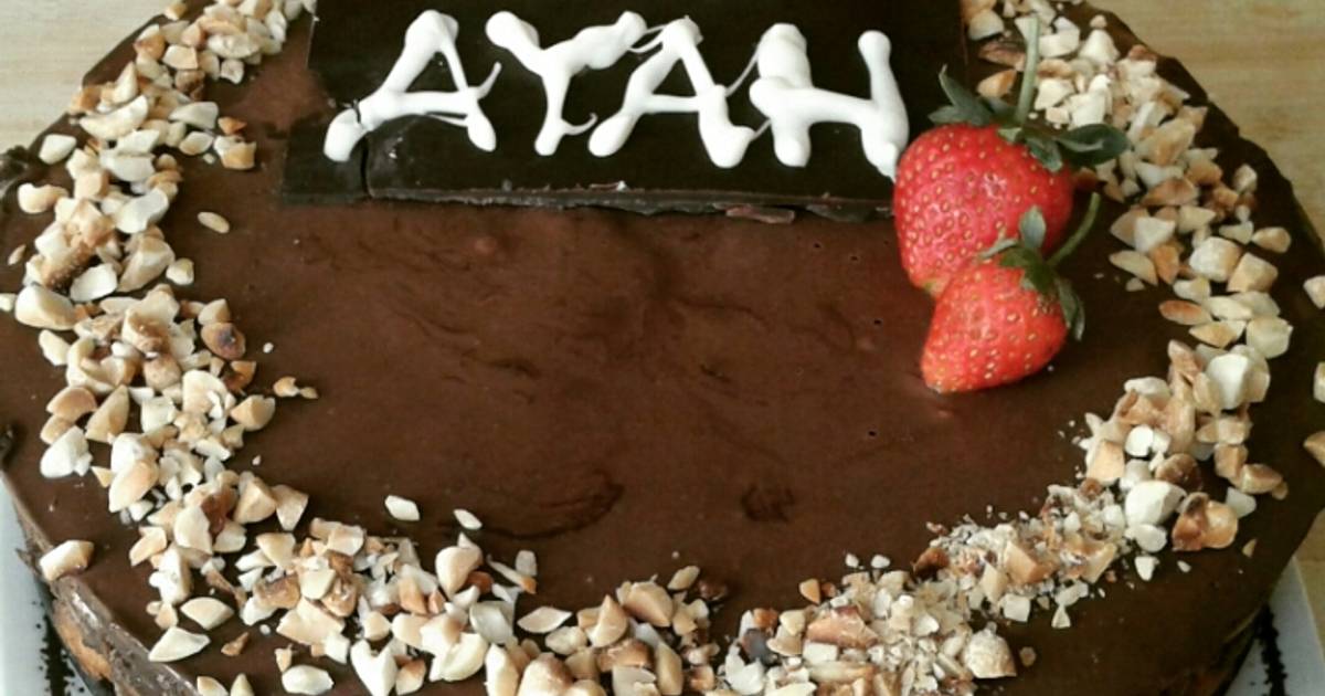 Resep Birthday Cake Si Ayah ( No Bake Chocolate Biscuit Cake)