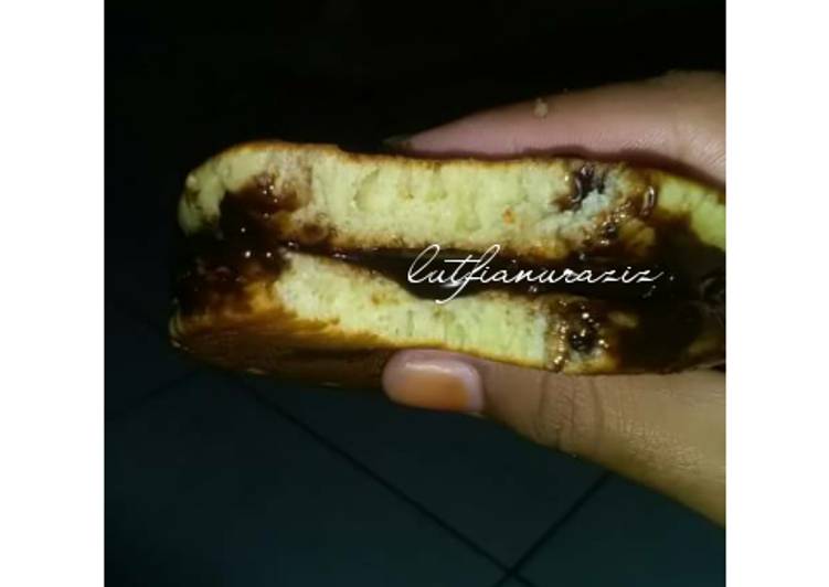 gambar untuk cara membuat Dorayaki *pakai wajan biasa no timbangan