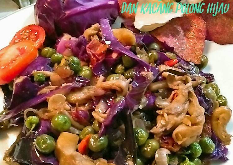 Resep Tumis jamur,kol ungu,kacang polong hijau By Tutut Litalin.s