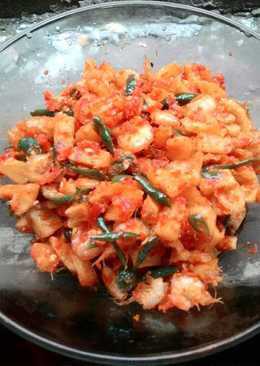 Sambal udang kentang with cabe hijau rajang