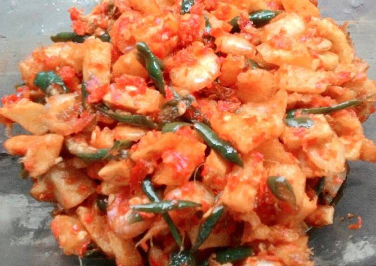 gambar untuk resep makanan Sambal udang kentang with cabe hijau rajang