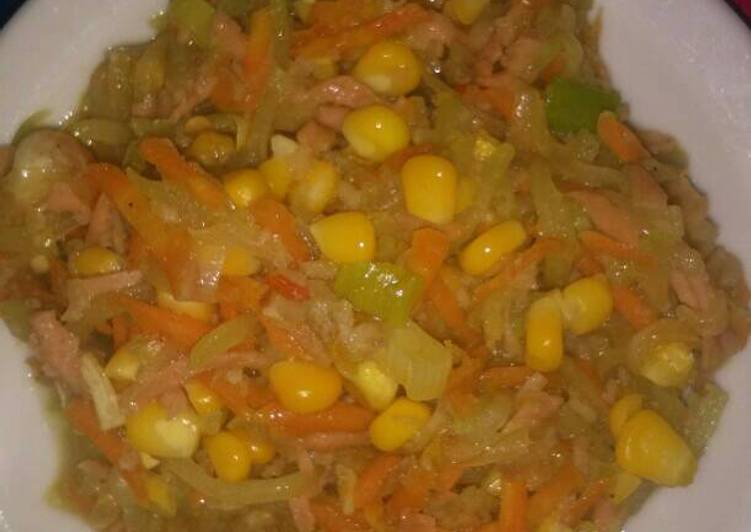 resep masakan Tumis labu siam mix wortel jagung sosis baso