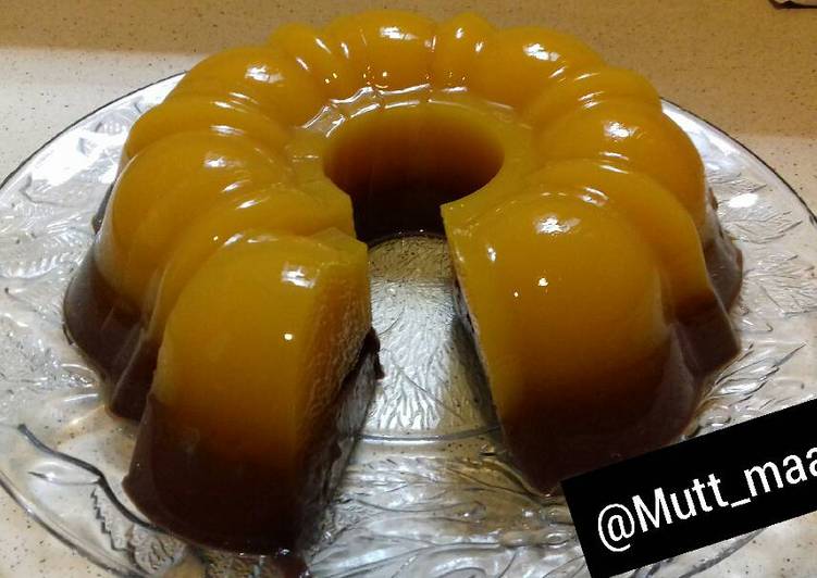 resep makanan Puding mangga lapis coklat