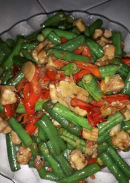 Tumis kacang panjang dan tempe